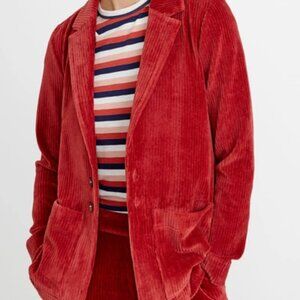 Marine Layer Large Deep Red Corduroy Blazer